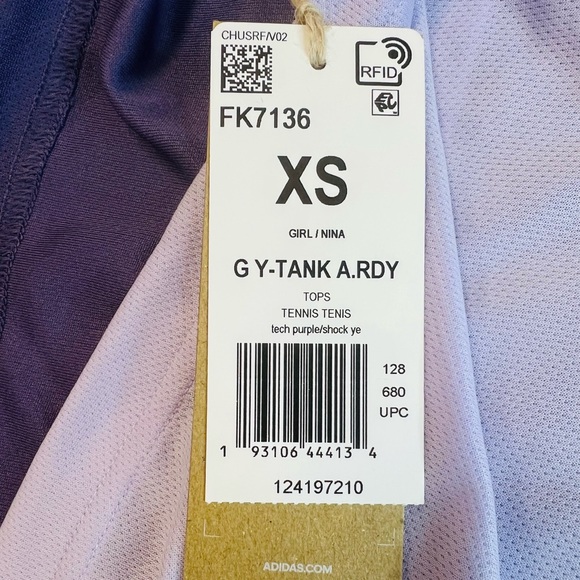 Adidas Girls Y-Tank Top AEROREADY Purple Orange Size Size XS - Picture 8 of 9